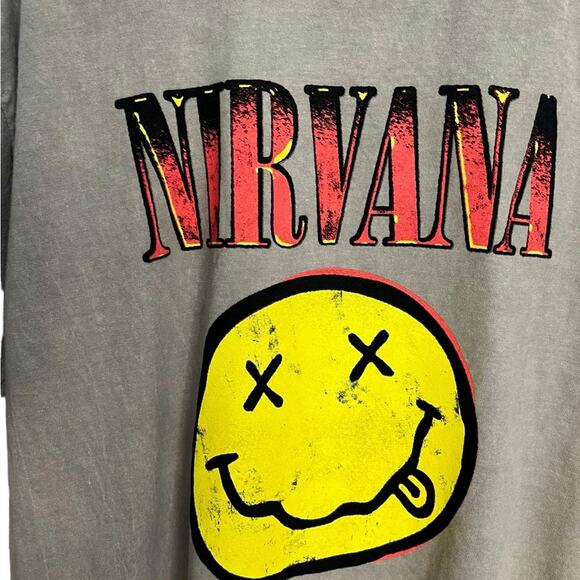 NIRVANA Smiley Face 90s Style Grunge Official Band Shirt Unisex Size Large - Picture 3 of 7